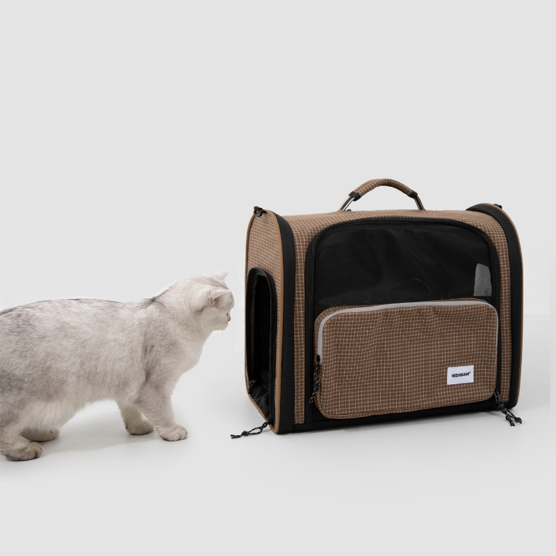 Plaid Pet Travel Backpack Carrier with Large Ventilated Space