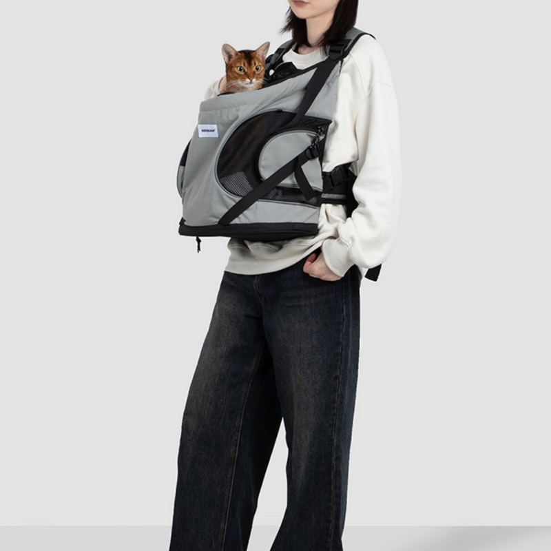 Breathable Front-Facing Cat Carrier Backpack travel use view
