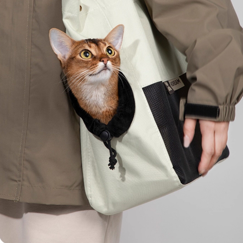Aesthetic Breathable Canvas Pet Carrier Tote side view