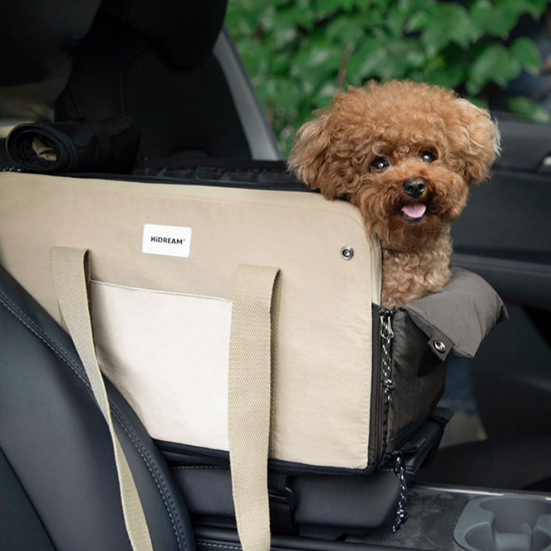 Breathable Center Console Pet Car Seat in-use lifestyle view