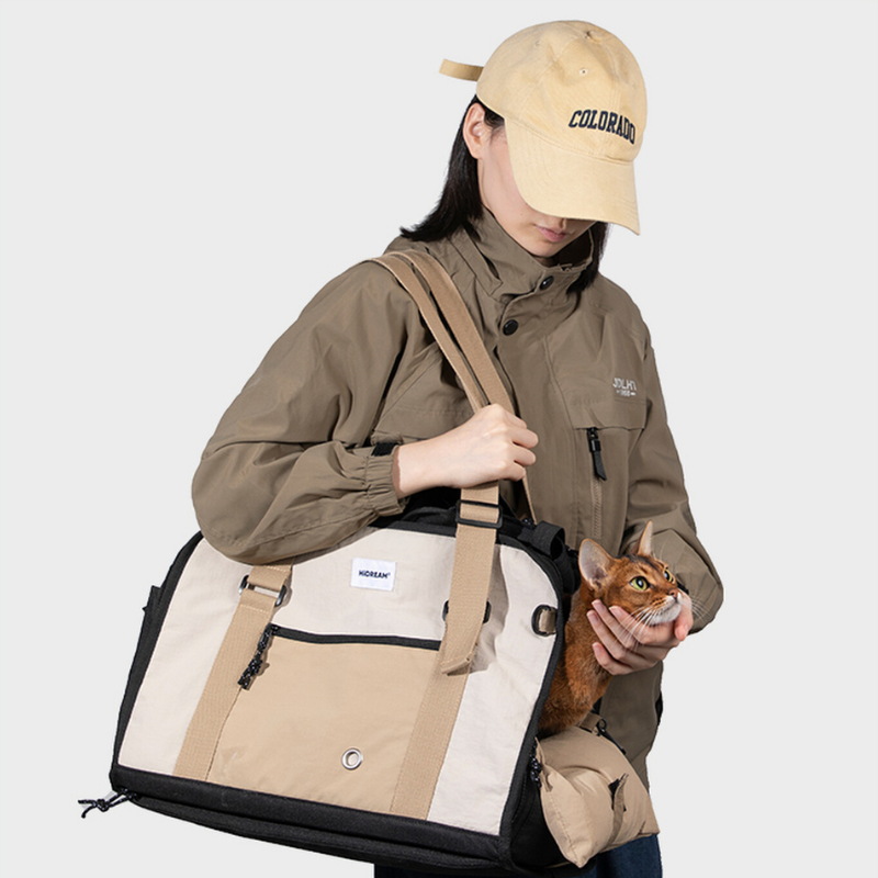 Aesthetic Lightweight Canvas Pet Tote Carrier close-up detail view
