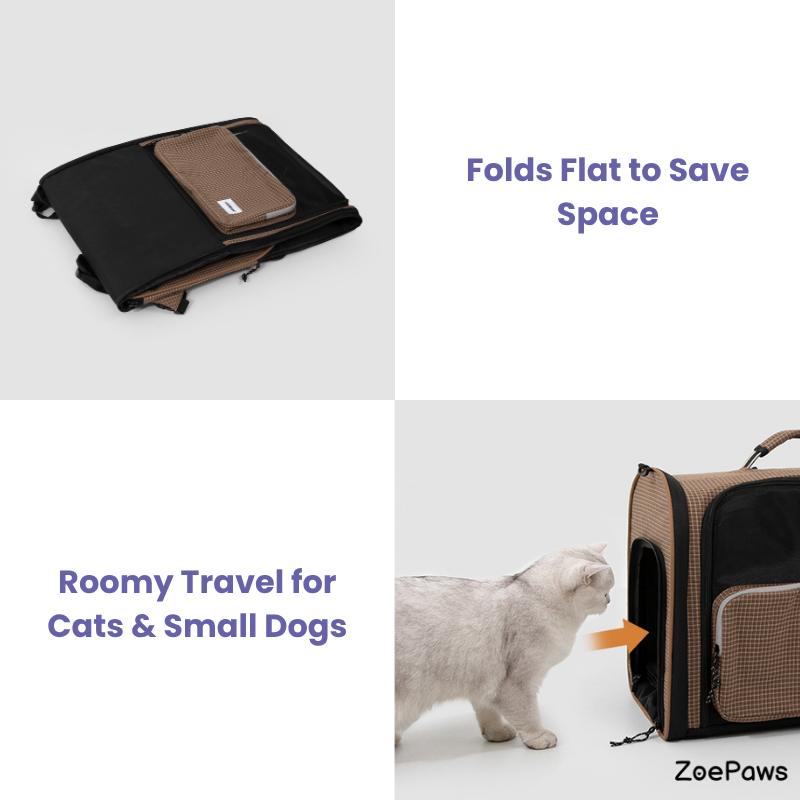 Plaid Pet Travel Backpack Carrier with Large Ventilated Space