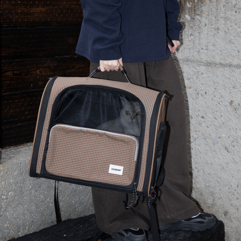 Plaid Pet Travel Backpack Carrier with Large Ventilated Space