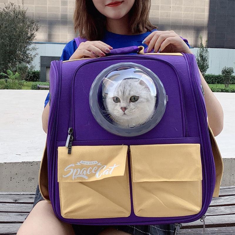 Canvas Cat Carrier Bag Expandable Backpack