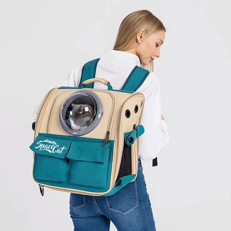 Canvas Cat Carrier Bag Expandable Backpack