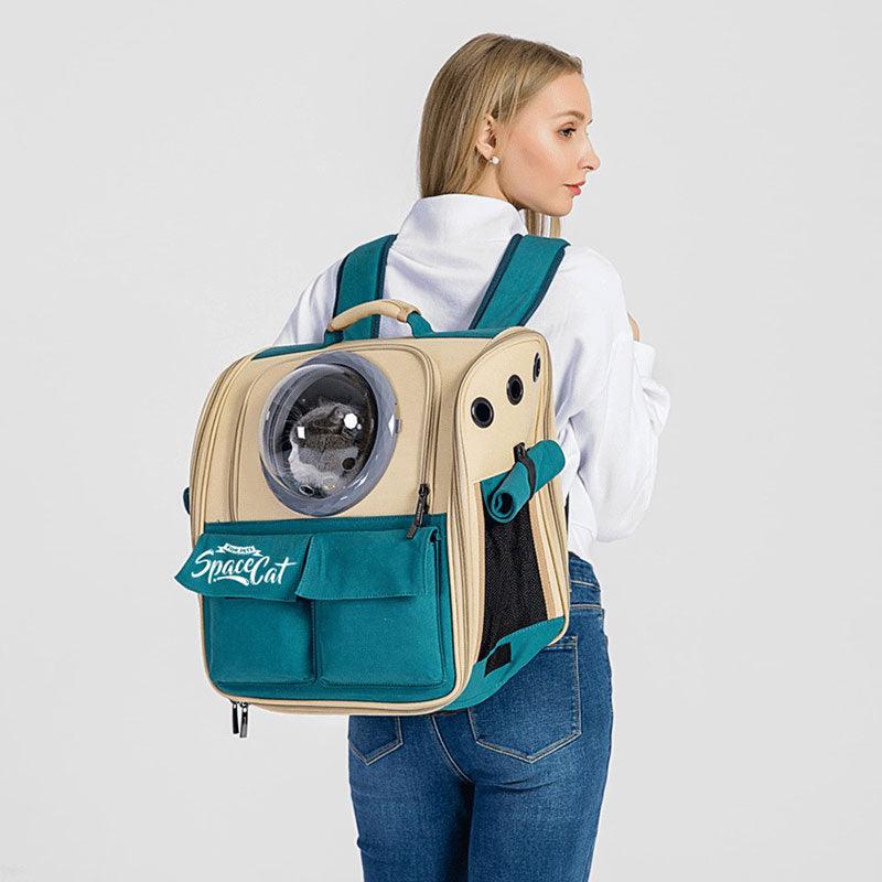 Canvas Cat Carrier Bag Expandable Backpack