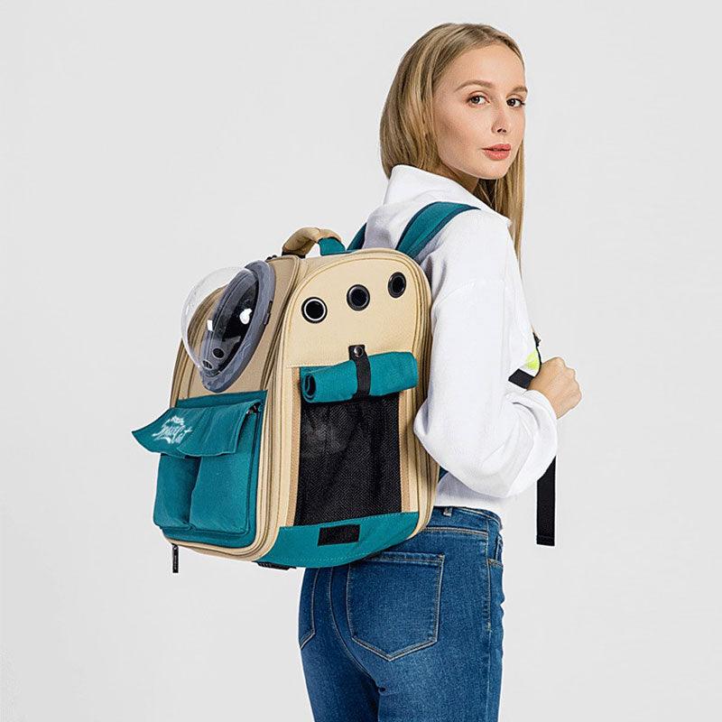 Canvas Cat Carrier Bag Expandable Backpack