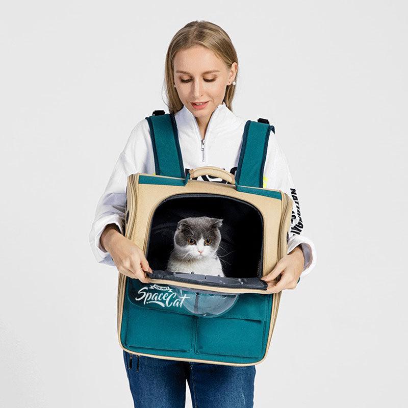 Canvas Cat Carrier Bag Expandable Backpack