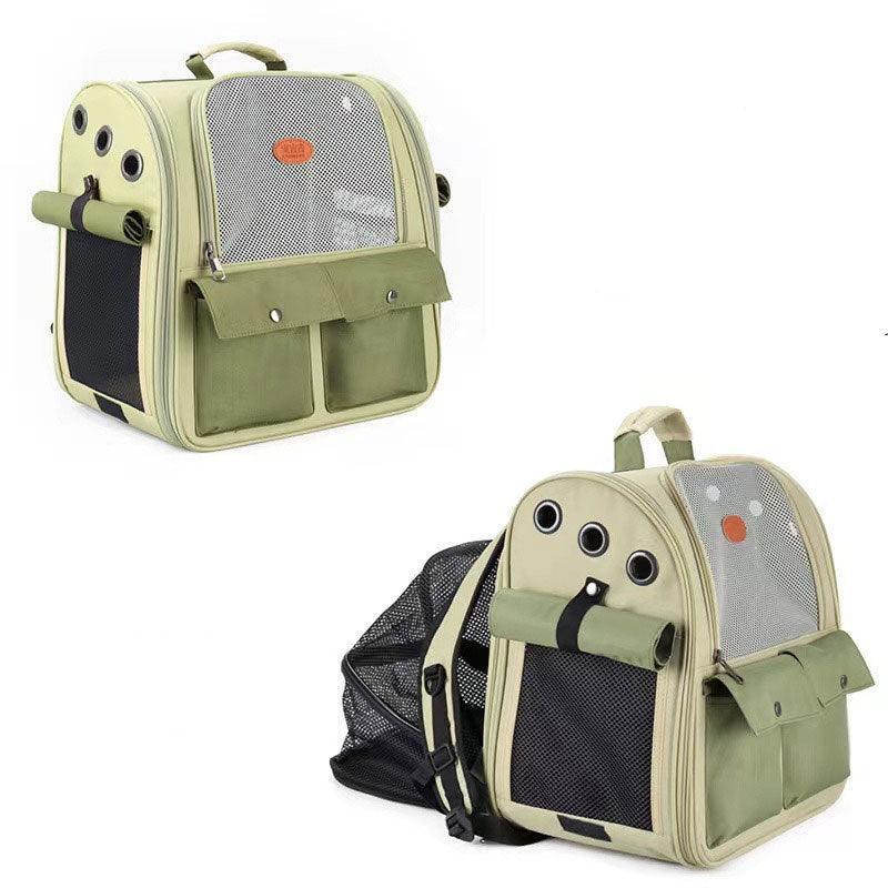Canvas Cat Carrier Bag Expandable Backpack