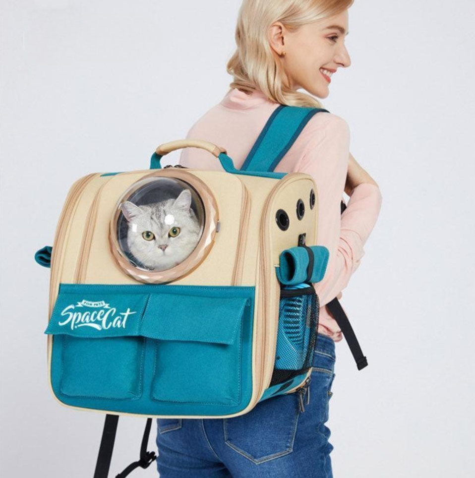 Canvas Cat Carrier Bag Expandable Backpack
