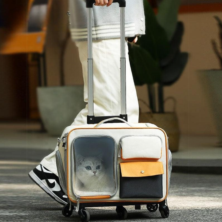 Cat Rolling Carrier Backpack With Wheels Trolley Bag