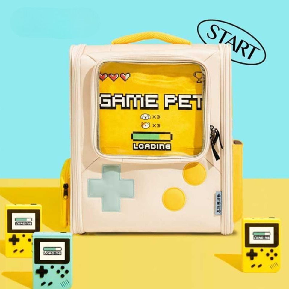 Game Retro Cat Backpack Expandable Carrier Bag