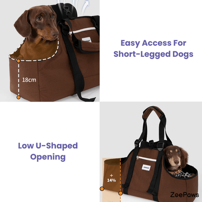 Baguette-Style Pet Shoulder Carrier for Dachshunds and Small Dogs - ZoePaws