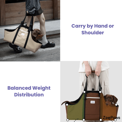 Baguette-Style Pet Shoulder Carrier for Dachshunds and Small Dogs - ZoePaws