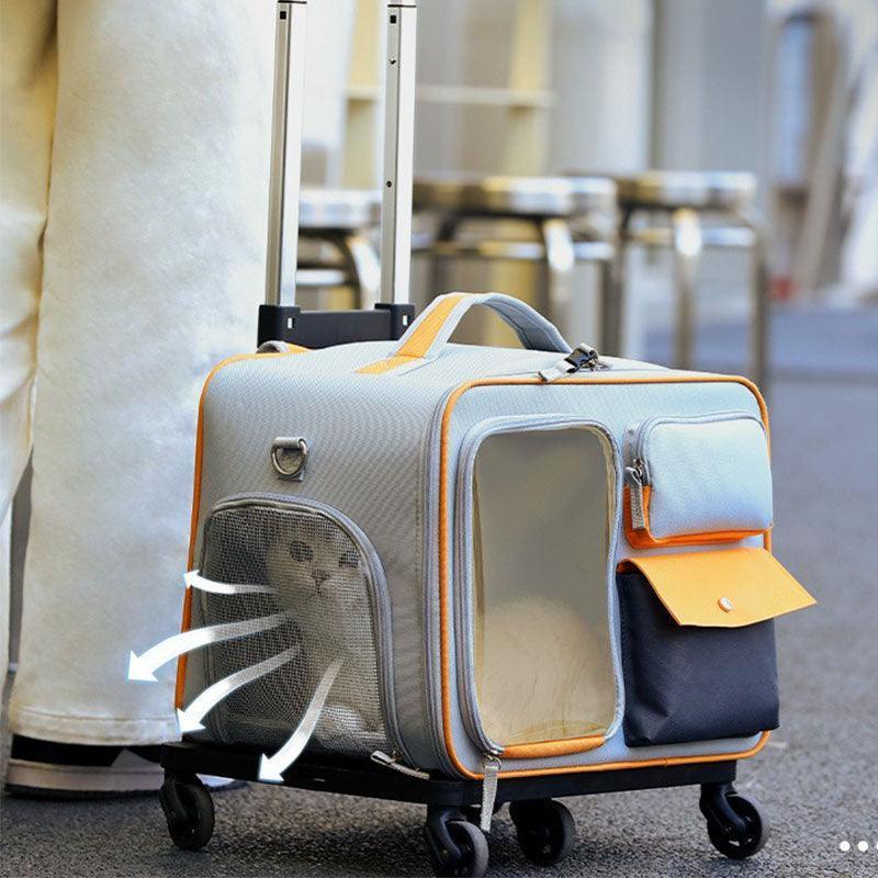 Cat Rolling Carrier Backpack With Wheels Trolley Bag - ZoePaws