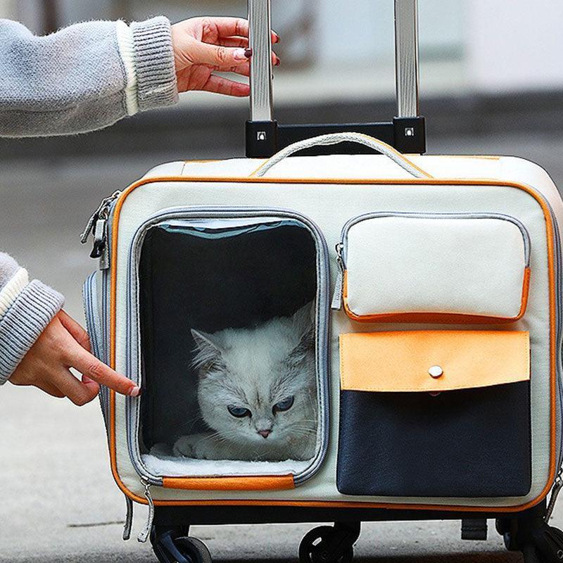 Cat Rolling Carrier Backpack With Wheels Trolley Bag - ZoePaws