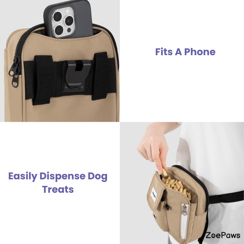 Dog Treat Training Pouch with Multi-Way Wear and Large Storage - ZoePaws