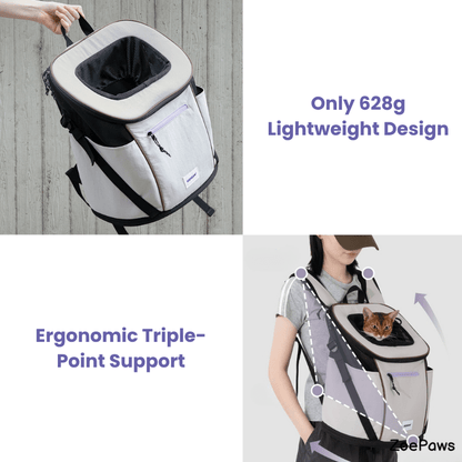 Leichter Front-Haustier-Rucksack Grafik: leichtes Design und Dreipunkt-Stütze