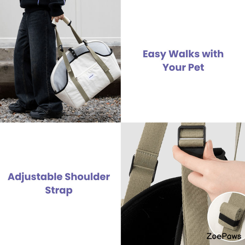 Pet Walking Shoulder Bag with Removable Mesh Cover - ZoePaws