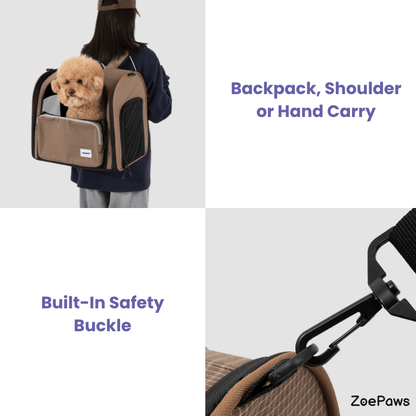 Plaid Pet Travel Backpack Carrier with Large Ventilated Space - ZoePaws