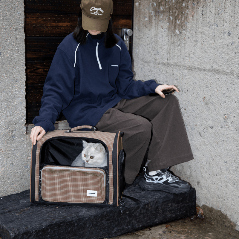 Plaid Pet Travel Backpack Carrier with Large Ventilated Space - ZoePaws