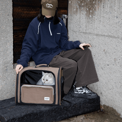Plaid Pet Travel Backpack Carrier with Large Ventilated Space - ZoePaws