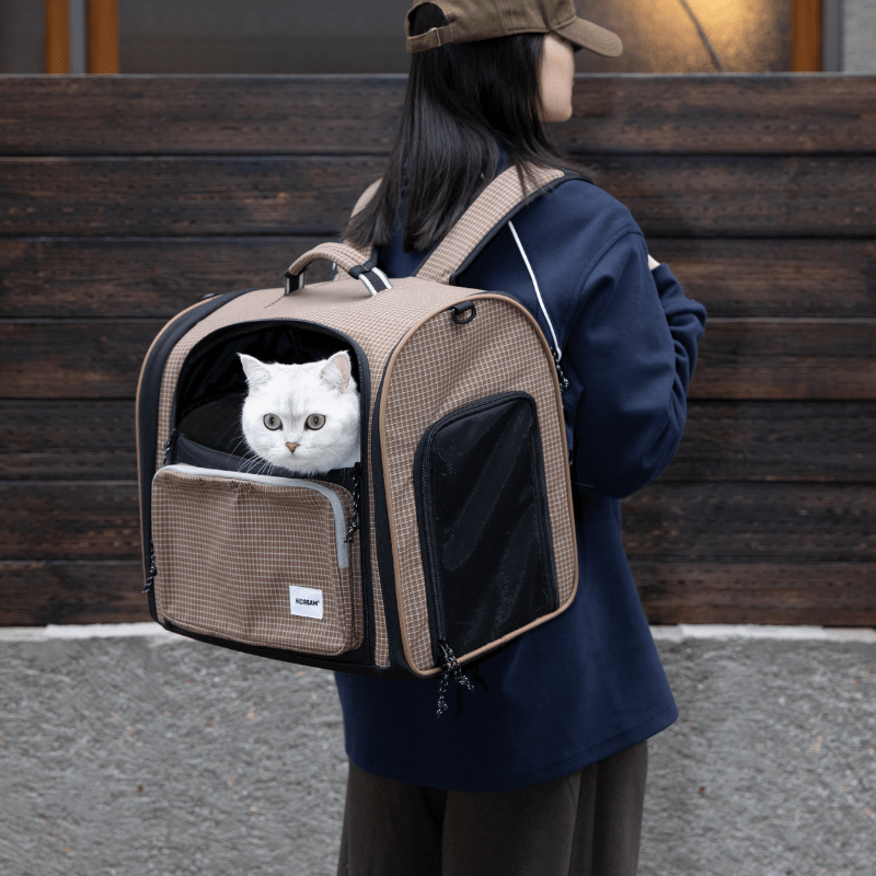 Plaid Pet Travel Backpack Carrier with Large Ventilated Space - ZoePaws