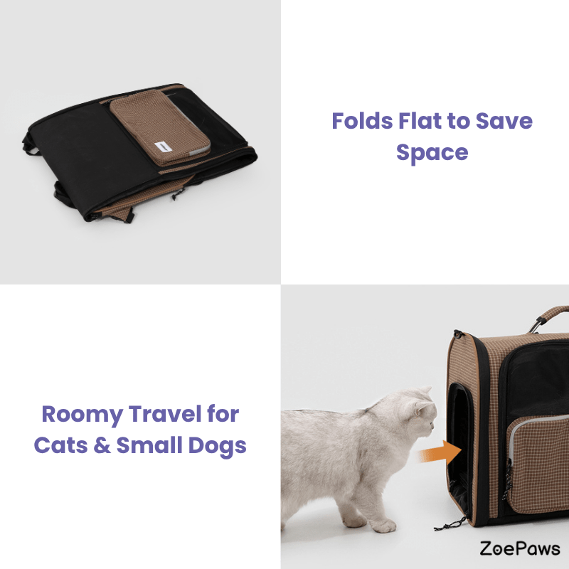 Plaid Pet Travel Backpack Carrier with Large Ventilated Space - ZoePaws