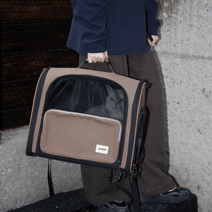 Plaid Pet Travel Backpack Carrier with Large Ventilated Space - ZoePaws