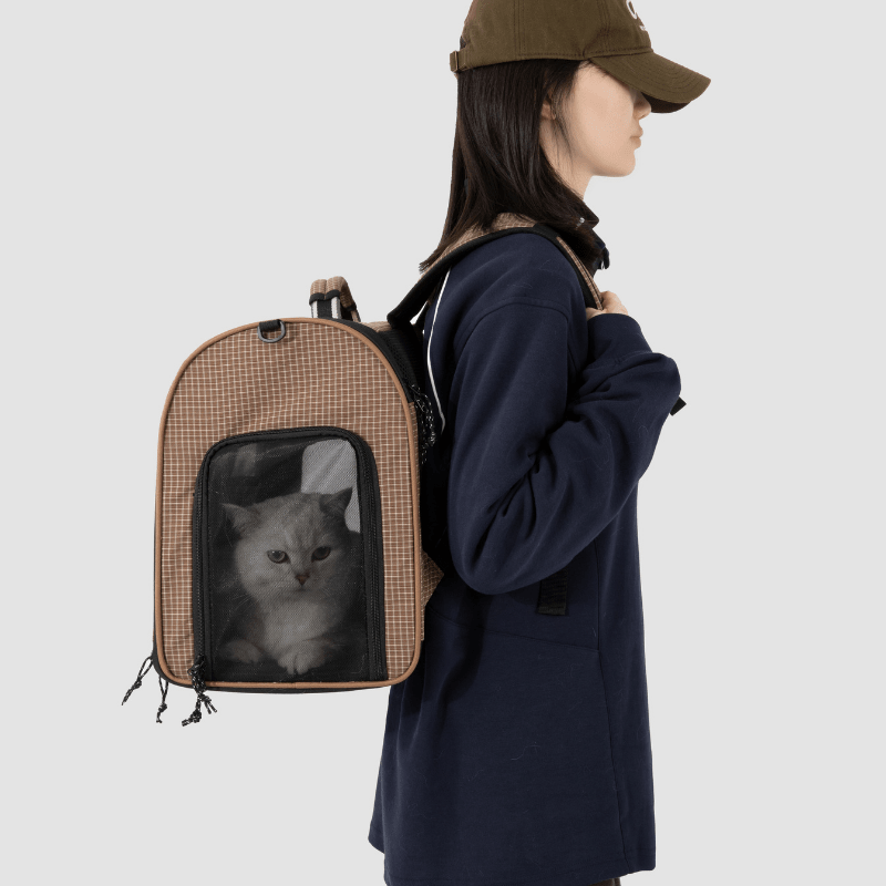 Plaid Pet Travel Backpack Carrier with Large Ventilated Space - ZoePaws
