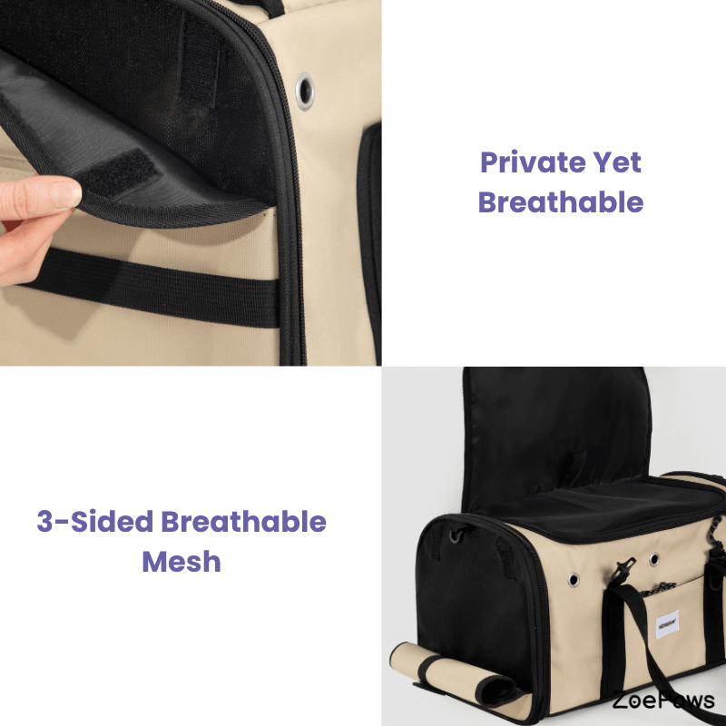 Toast-Style Airline Pet Carrier with Breathable Mesh Windows - ZoePaws
