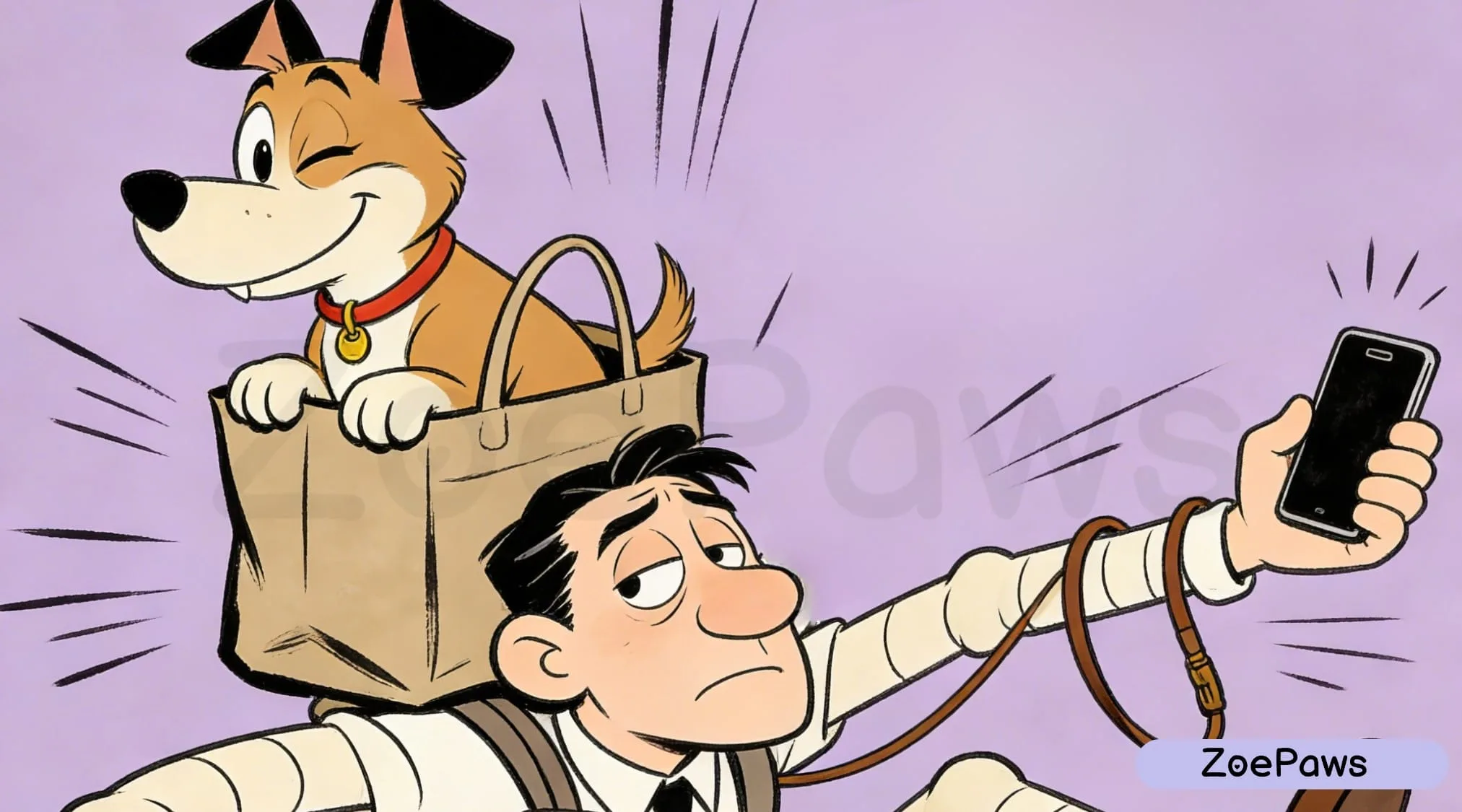 Man hold a dog with his shoulder