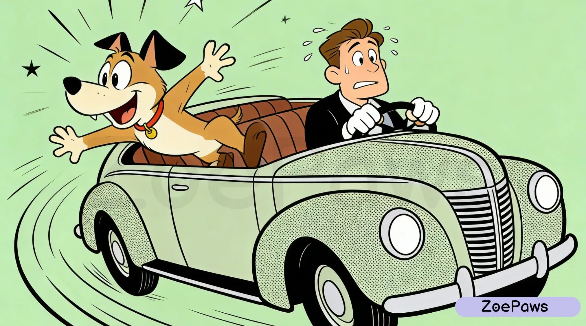 A dog bump on a Car Dog Carriers with a human